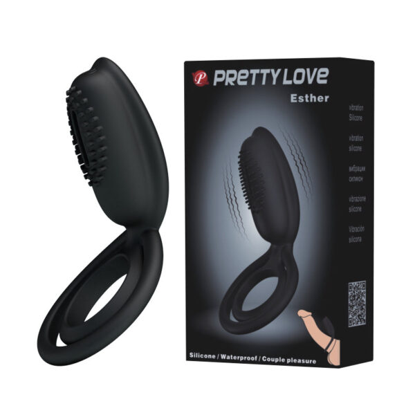 Cock Ring / Clitoral Vibrating "Esther"- Black