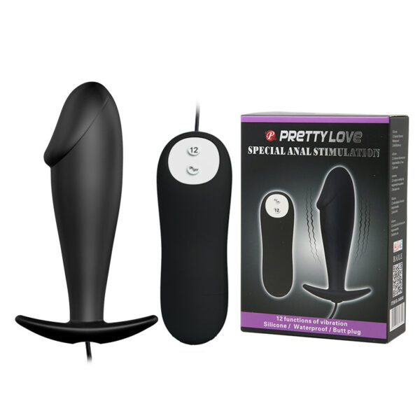 Anal Special Anal Stimulation Vibrating Curved Butt Plug  4" x 1.2" - Black