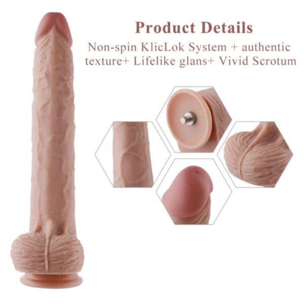 Dildo 11.8 inch Silicone Dildo Flesh (KlicLok)