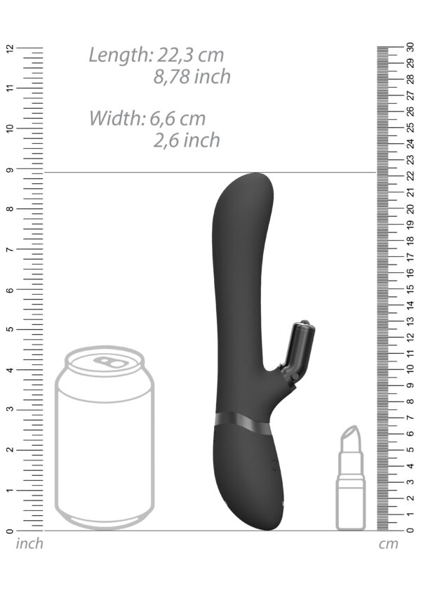 CHOU Rechargeable Vibrating Silicone Rabbit with Interchangeable Clitoral Sleeves - Black - Image 3