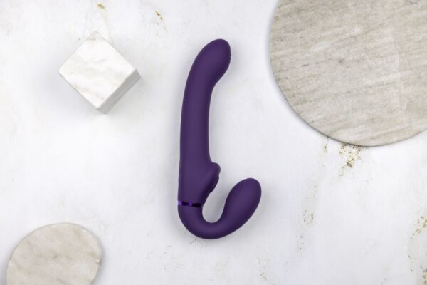 Ai - Dual Vibrating & Air Wave Tickler Strapless Strapon - Purple - Image 9